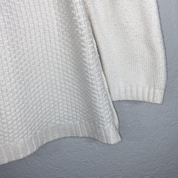 TALBOTS Pullover Sweater Boat Neck Cowl Button Side Hem Ivory size small - Picture 6 of 11